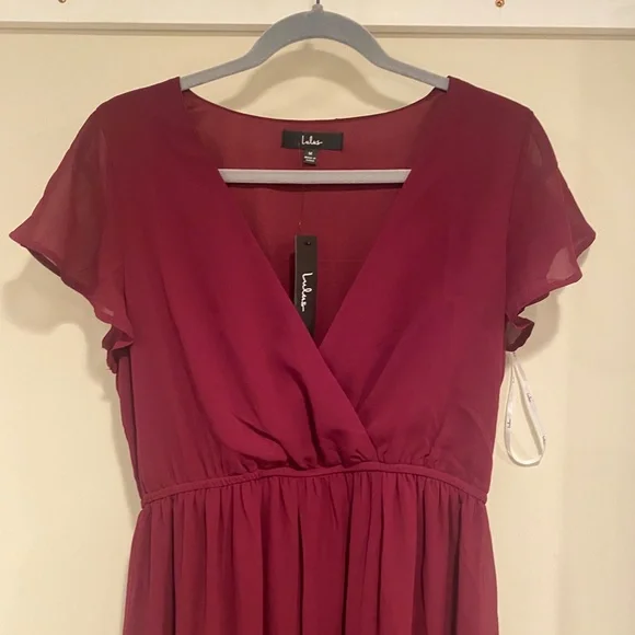 Lost in the Moment Burgundy Maxi Dress (Medium)